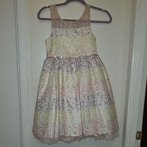 Elegant Kids Dress with Purple and Cream Accents